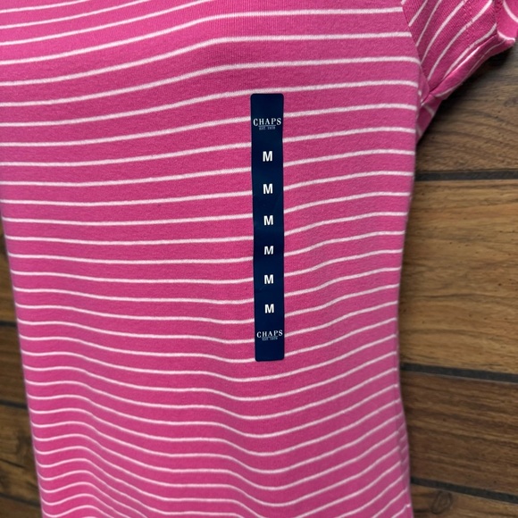 Chaps Pink and White Striped Short Sleeve Top size medium NWT - Picture 8 of 8